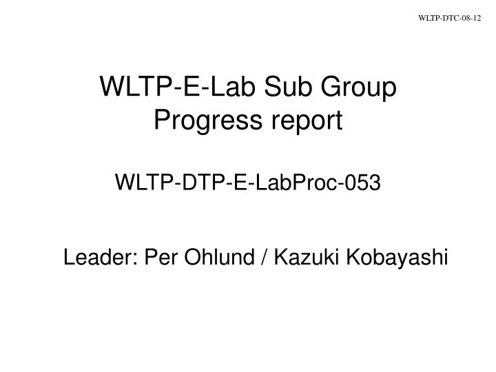 wltp e lab sub group progress report wltp dtp e labproc 053