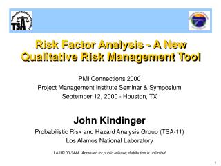 Risk Factor Analysis - A New Qualitative Risk Management Tool