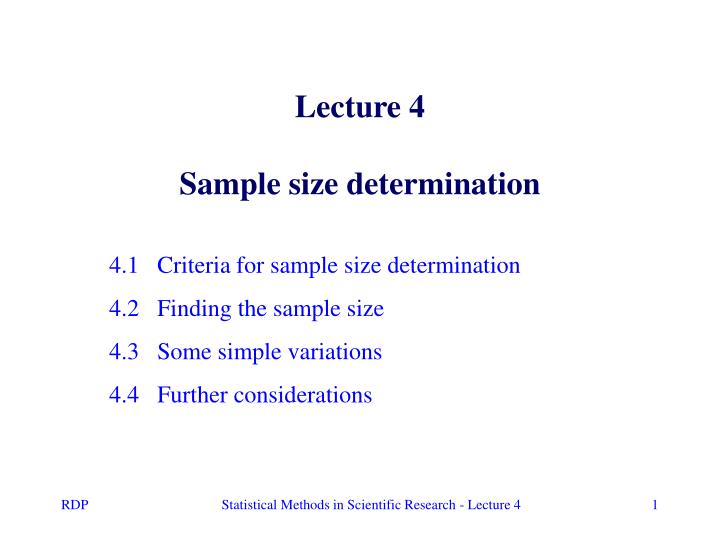 lecture 4 sample size determination