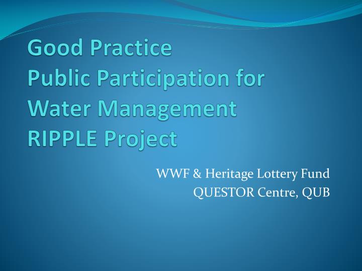 good practice public participation for water management ripple project