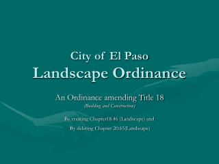 City of El Paso Landscape Ordinance