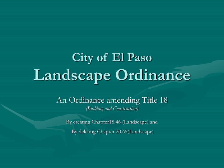 city of el paso landscape ordinance