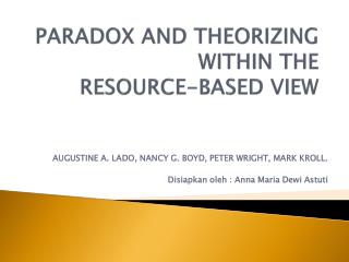 PARADOX AND THEORIZING WITHIN THE RESOURCE-BASED VIEW