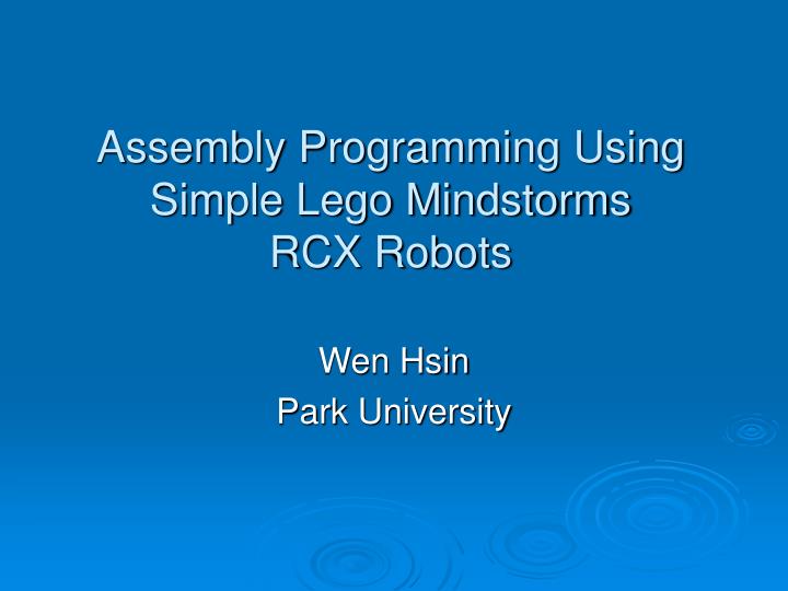 assembly programming using simple lego mindstorms rcx robots