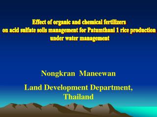 Nongkran Maneewan Land Development Department, Thailand