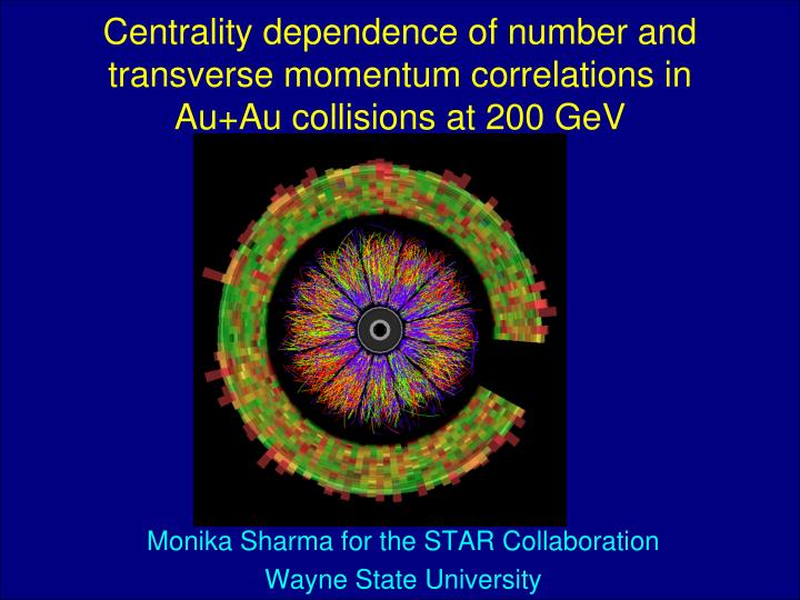 centrality dependence of number and transverse momentum correlations in au au collisions at 200 gev