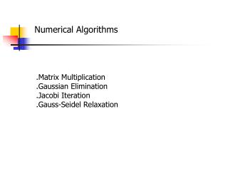 Numerical Algorithms