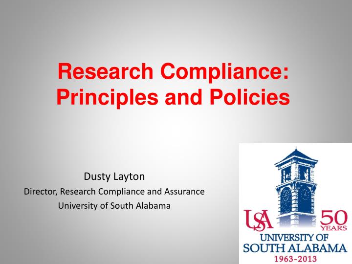 research compliance principles and policies