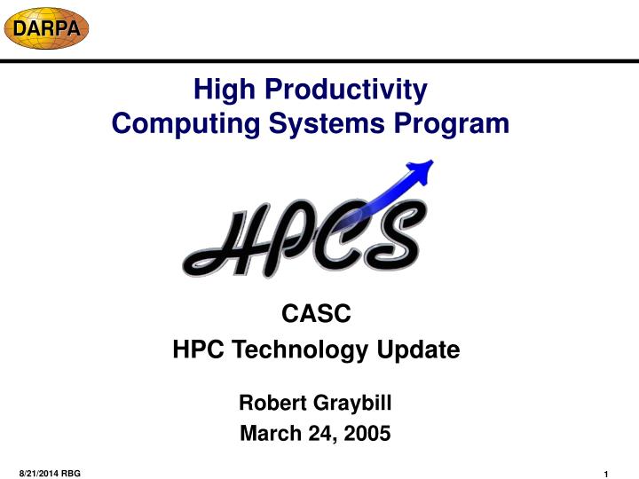 high productivity computing systems program