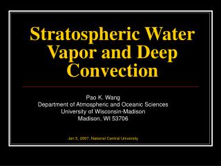 Stratospheric Water Vapor and Deep Convection