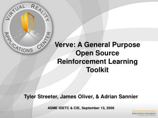 Verve: A General Purpose Open Source Reinforcement Learning Toolkit