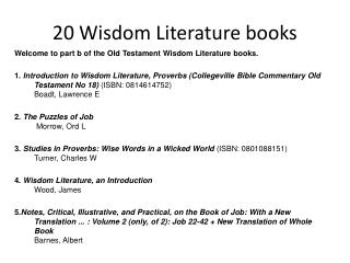 20 Wisdom Literature books