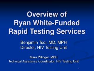 Overview of Ryan White-Funded Rapid Testing Services