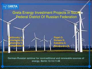 German-Russian seminar for nontraditional and renewable sources of energy. Berlin 12-13.11.08