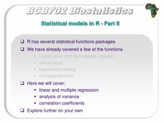 Statistical models in R - Part II