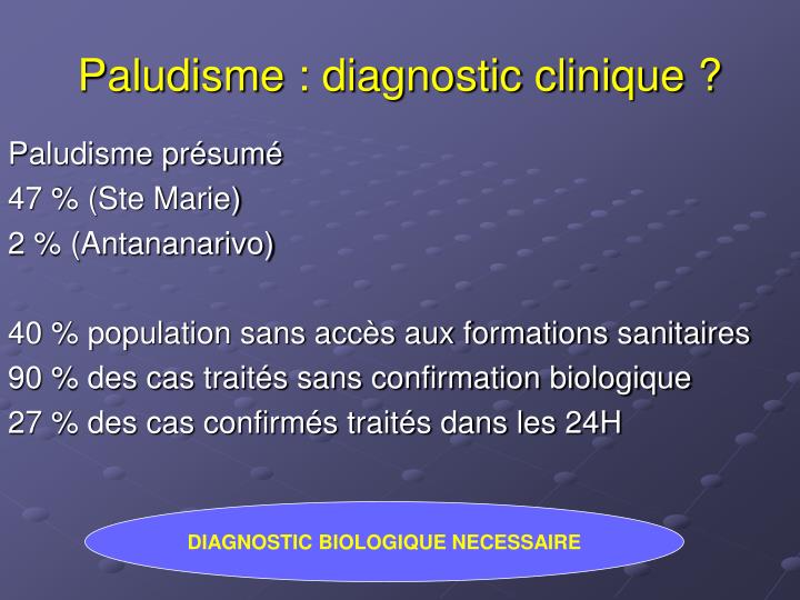 paludisme diagnostic clinique