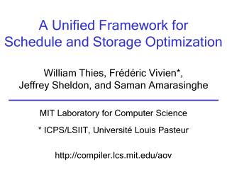 A Unified Framework for Schedule and Storage Optimization