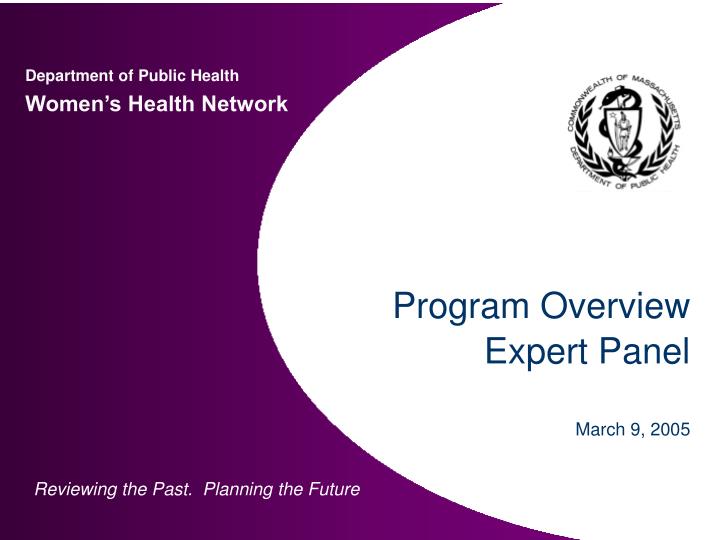 program overview expert panel march 9 2005