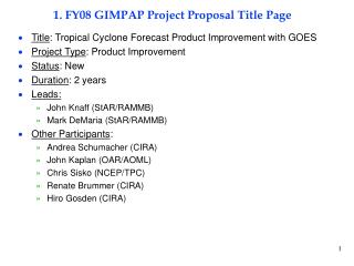 1. FY08 GIMPAP Project Proposal Title Page