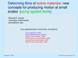 Richard D. James University of Minnesota james@umn