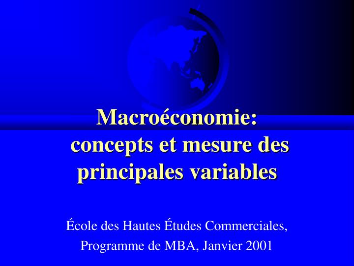 macro conomie concepts et mesure des principales variables