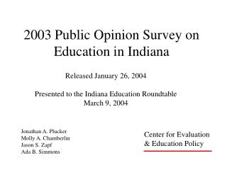 2003 Public Opinion Survey on Education in Indiana