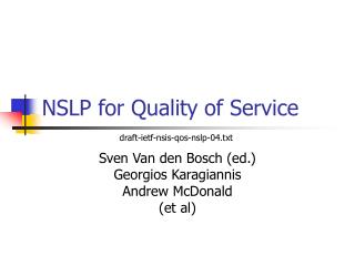 NSLP for Quality of Service
