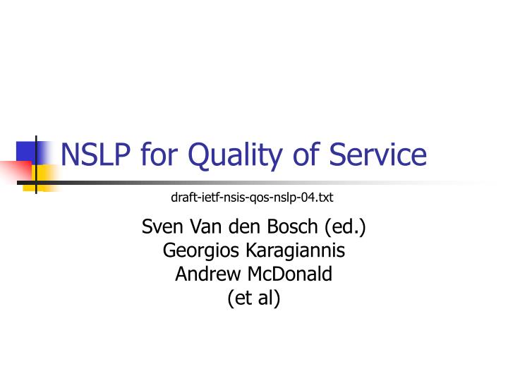 nslp for quality of service