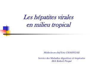 les h patites virales en milieu tropical