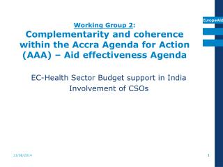 EC-Health Sector Budget support in India Involvement of CSOs