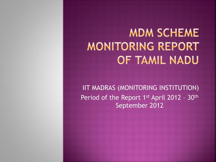 mdm scheme monitoring report of tamil nadu