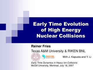 Early Time Evolution of High Energy Nuclear Collisions
