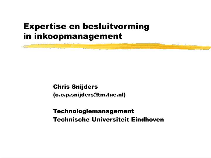 expertise en besluitvorming in inkoopmanagement