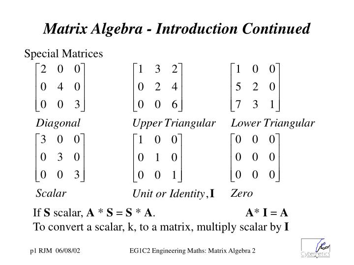 matrix algebra introduction continued