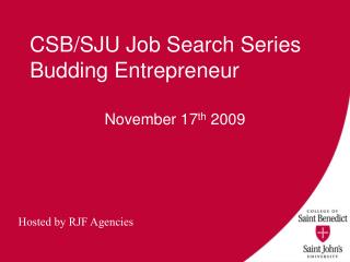 CSB/SJU Job Search Series Budding Entrepreneur