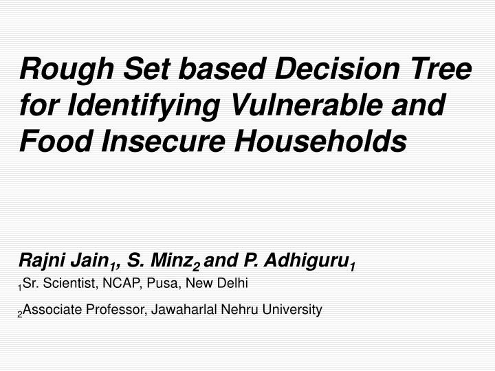 rough set based decision tree for identifying vulnerable and food insecure households