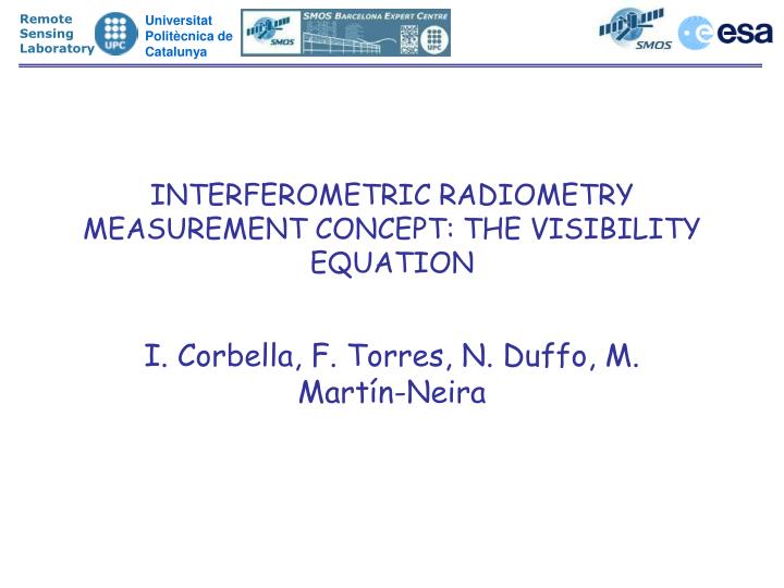 interferometric radiometry measurement concept the visibility equation