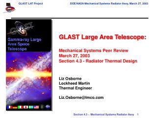 GLAST Large Area Telescope: Mechanical Systems Peer Review March 27, 2003