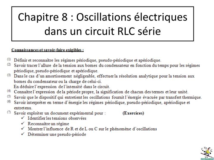 chapitre 8 oscillations lectriques dans un circuit rlc s rie