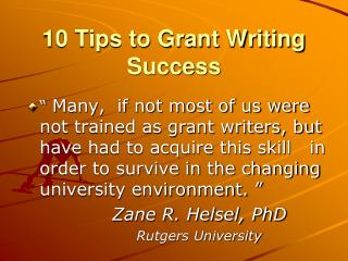 10 Tips to Grant Writing Success