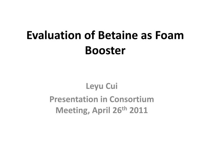 evaluation of betaine as foam booster