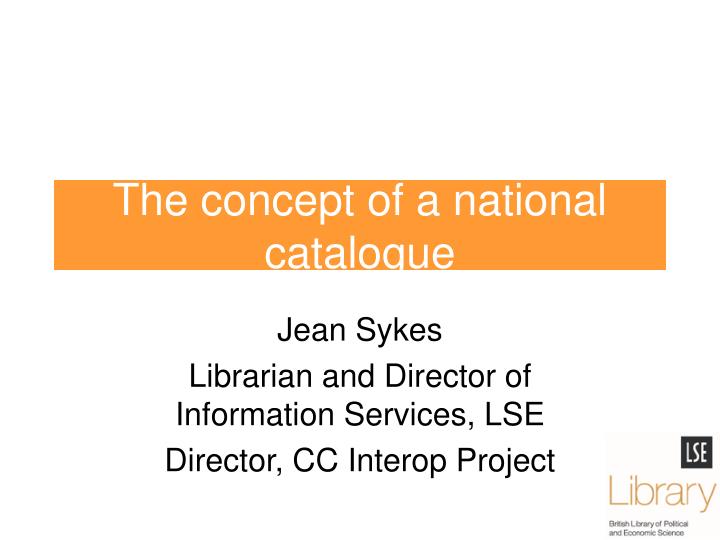 the concept of a national catalogue