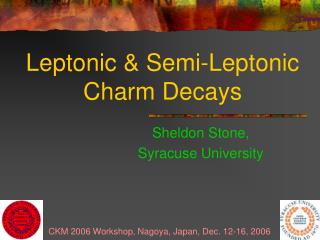 Leptonic &amp; Semi-Leptonic Charm Decays