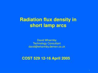 Radiation flux density in short lamp arcs