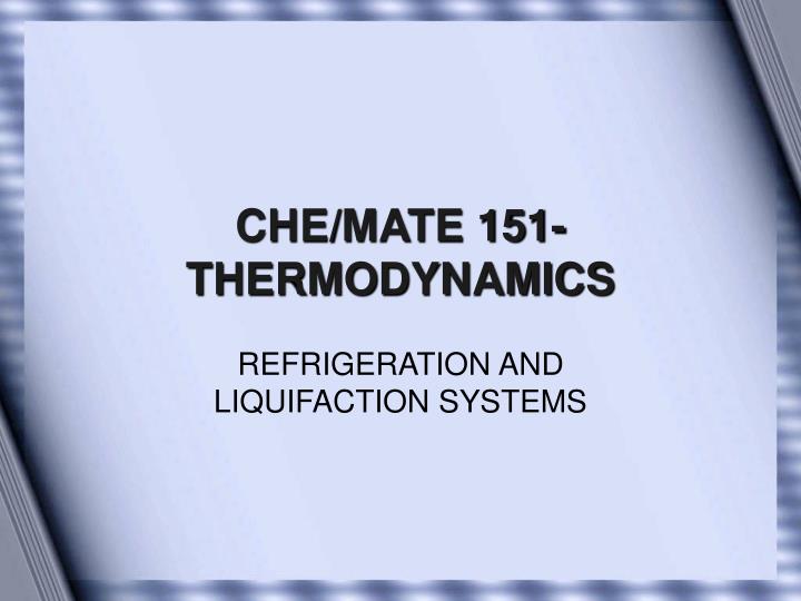 che mate 151 thermodynamics