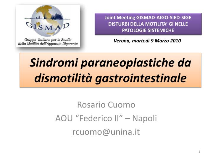 sindromi paraneoplastiche da dismotilit gastrointestinale