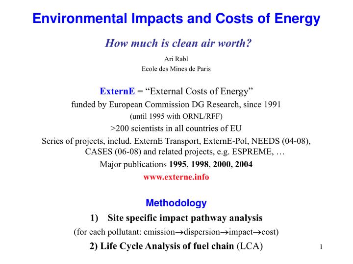 environmental impacts and costs of energy how much is clean air worth
