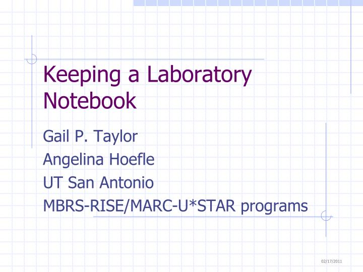 keeping a laboratory notebook
