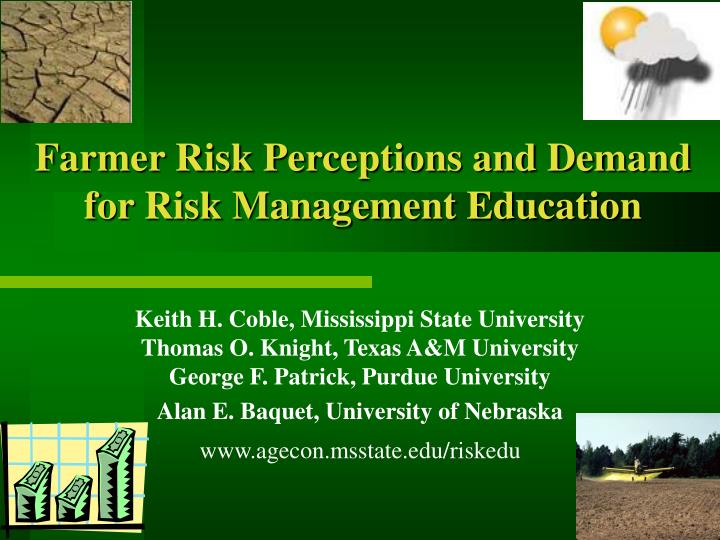 farmer risk perceptions and demand for risk management education