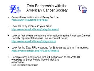Zeta Partnership with the American Cancer Society
